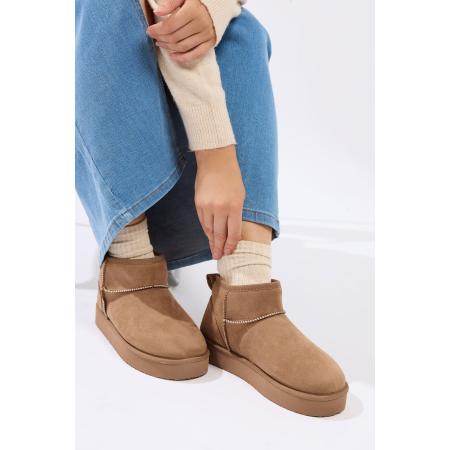 Yours Bruine Enkellaarsjes Met Imitatiesuède Voering En Extra Brede Eeepasvormsize 43EEE