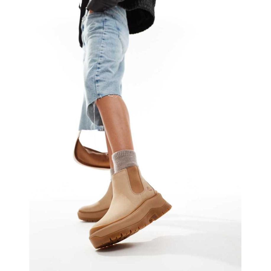 Timberland Roxie Lane Chelsea boots met dikke zool in beige nubuck-Neutraal Multicolor