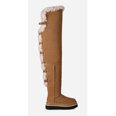 UGG® sacai Thigh High-laars in Brown, Maat 40, Suede
