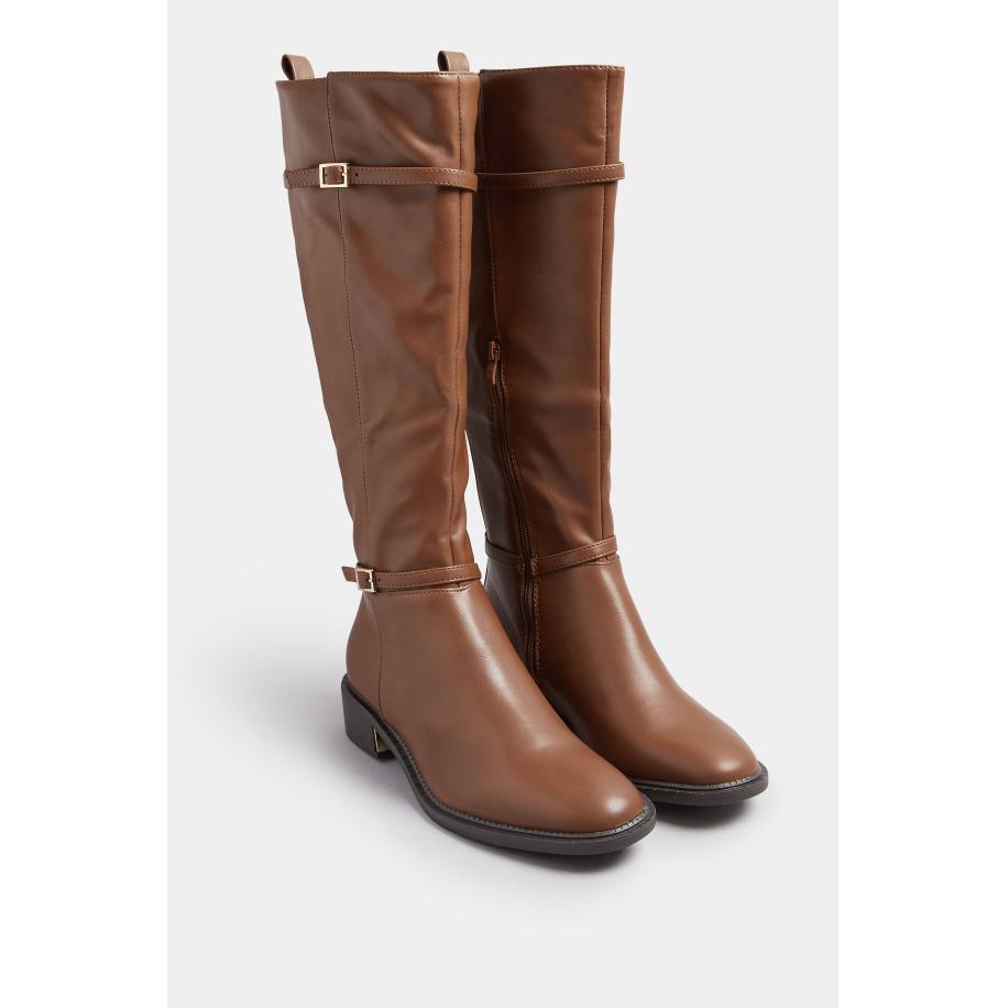 Yours Chocoladebruine Trens Stretch Kniehoge Laarzen In Standaard Pasvormsize Standard > 40 Bruin