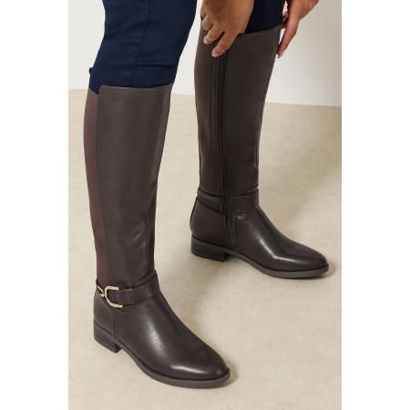 Yours Chocoladebruine Trens Stretch Kniehoge Laarzen In Standaard Pasvormsize Standard > 40