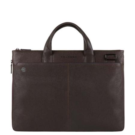 Piquadro Black Square Small Expandable Computer Bag 15.6 dark brown
