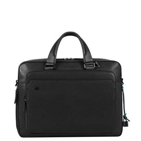 Piquadro Black Square Portfolio Computer Briefcase with iPad Compartment black