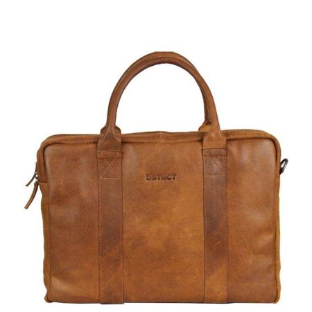 DSTRCT Limited Double Zip 15'' Laptoptas + sleutelhanger cognac
