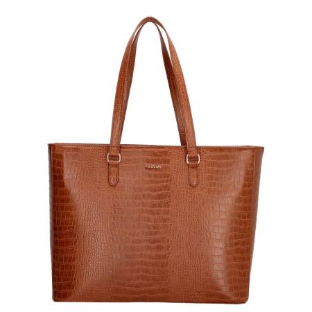 Charm London Midwood Shopper 15.6 inch laptopvak cognac croco