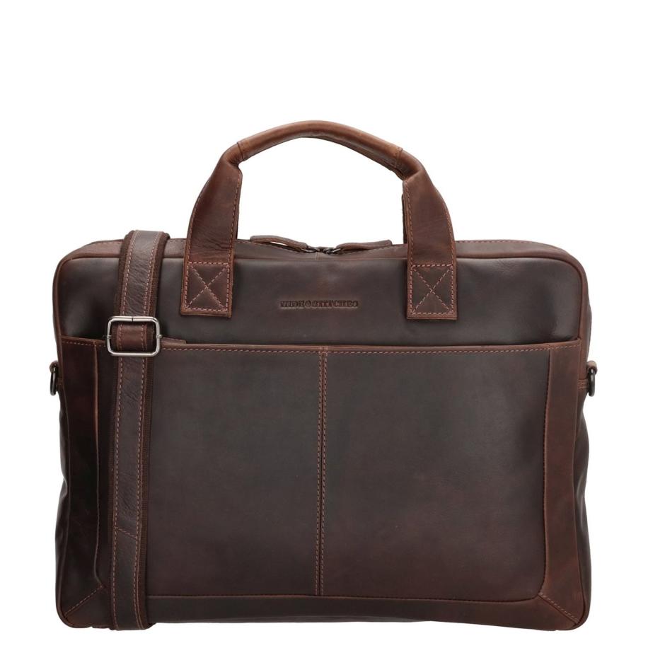 Hide & Stitches Japura Laptopbag darkbrown Bruin