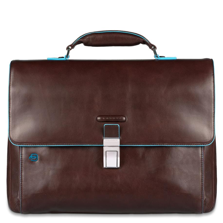 Piquadro Blue Square Exp. Computer Portfolio Briefcase mahogany Bruin