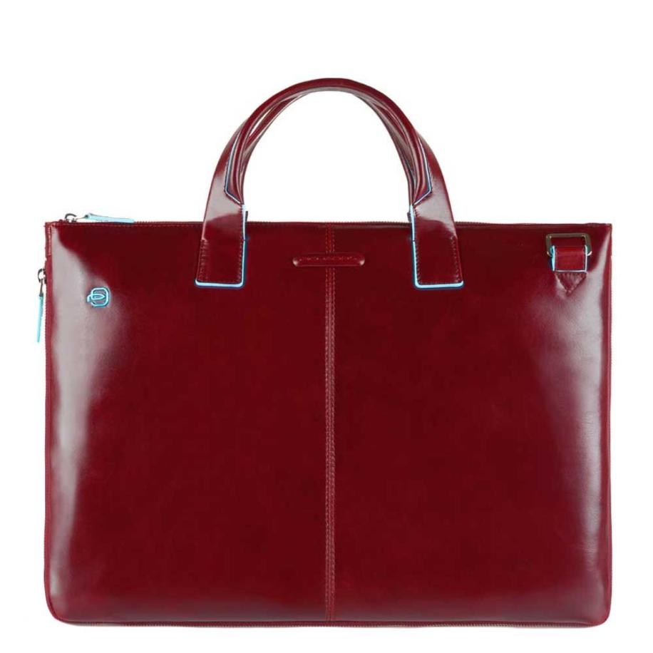 Piquadro Blue Square Expandable Slim Computer Bag 15.6 red Rood