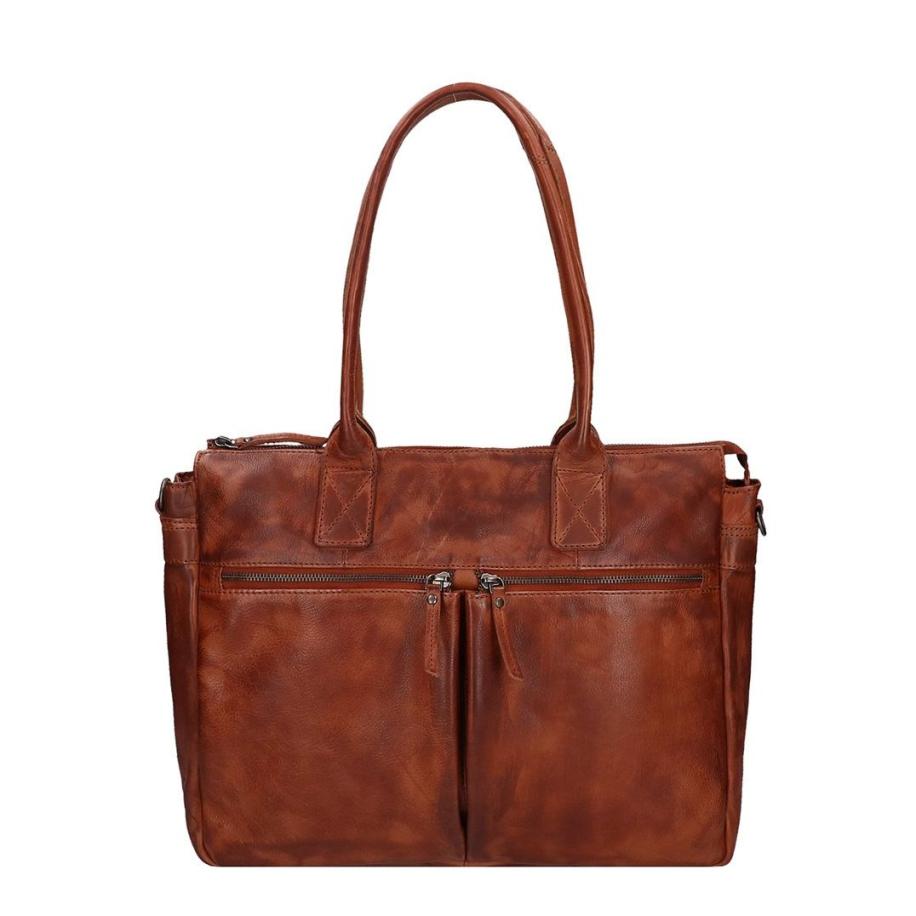 Bear Design Callisto Pelle Binni Laptopschoudertas cognac Bruin