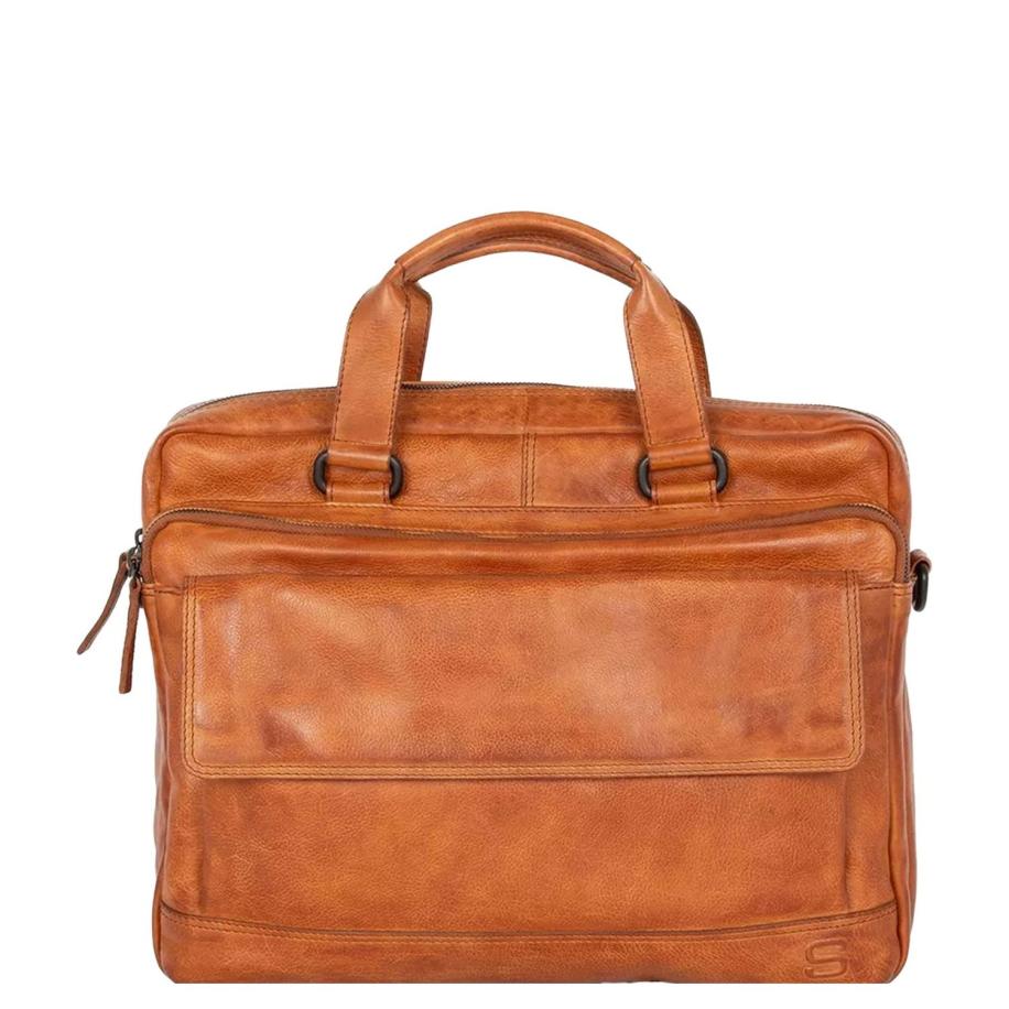 Spikes & Sparrow Kevin Business Laptopbag 15.6 brandy Bruin