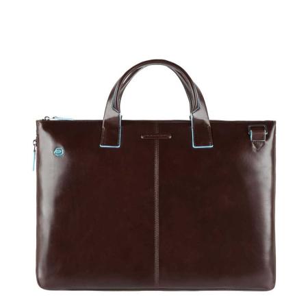 Piquadro Blue Square Expandable Slim Computer Bag 15.6 mocca