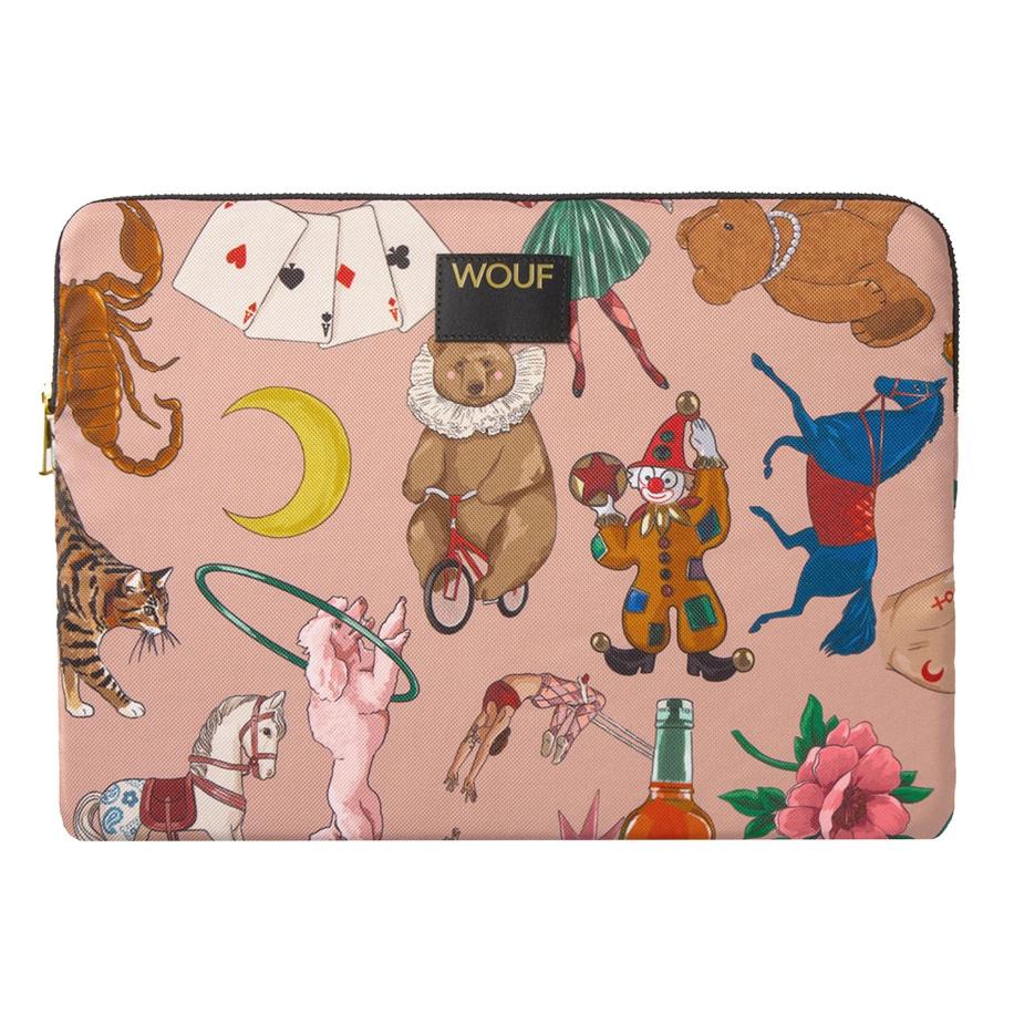 Wouf Wouf Laptoptas Daily bruin / geel / groen / rosa -