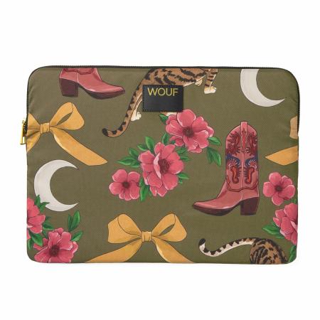 Wouf Wouf Laptoptas Daily geel / olijfgroen / pink