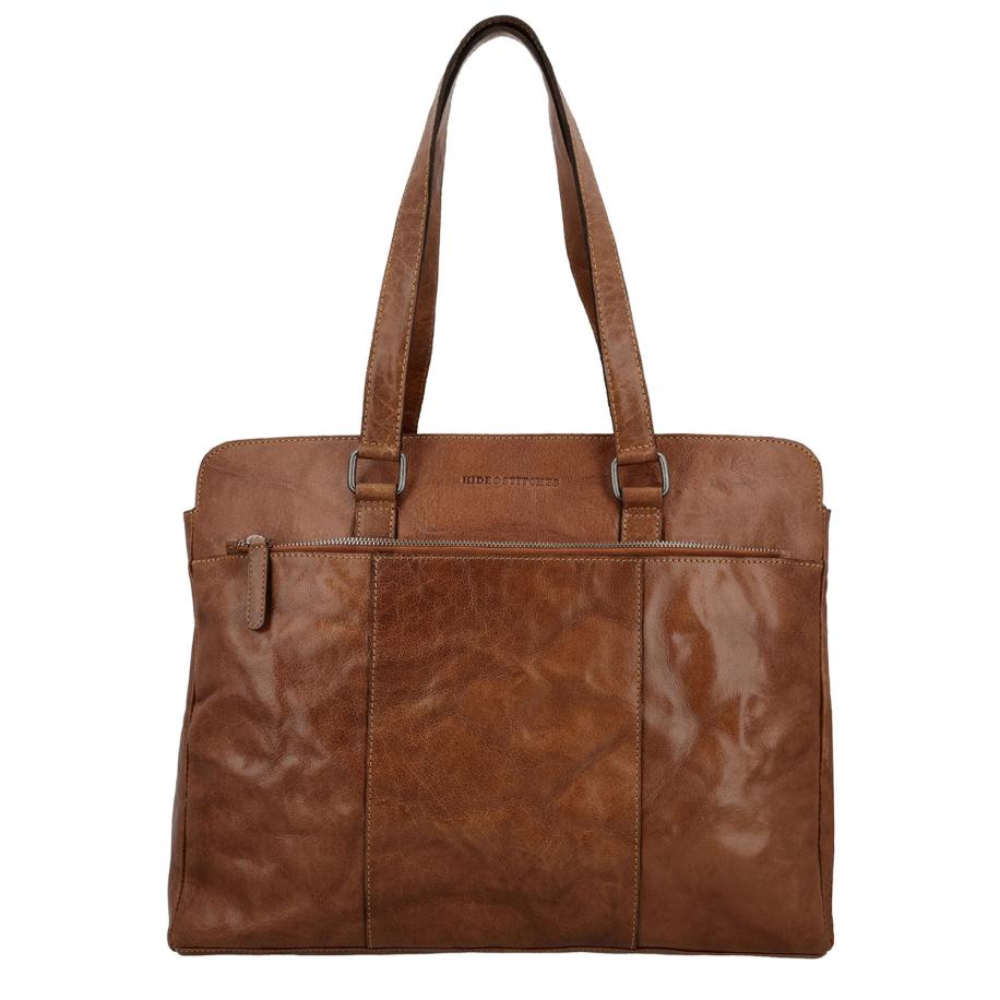 Hide & Stitches Westland Laptopbag cognac Bruin