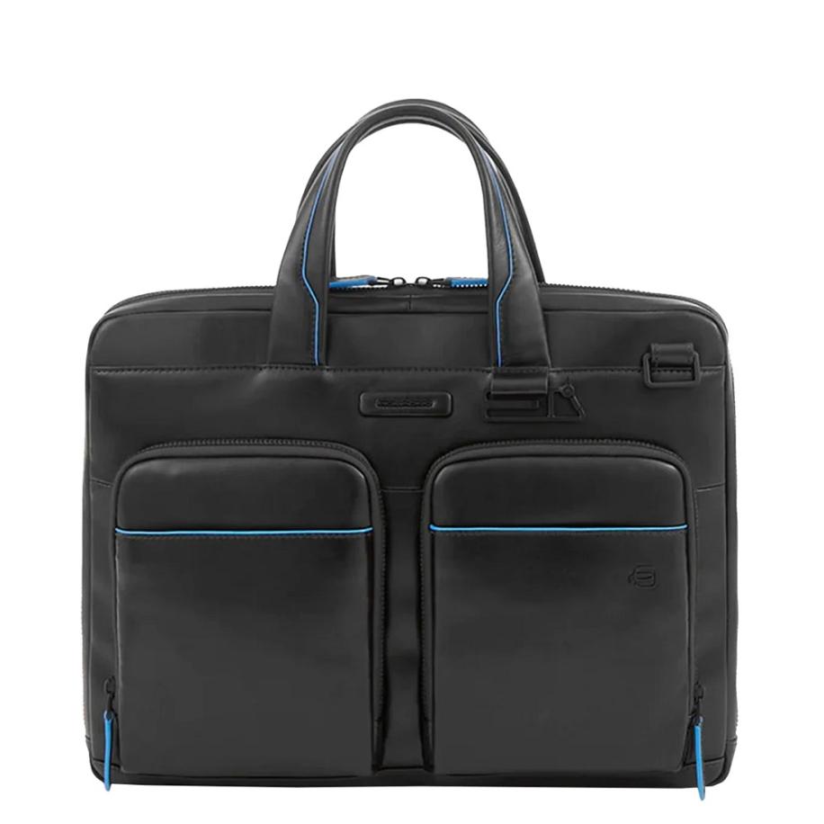 Piquadro Blue Square Computer Portfolio Briefcase 14&apos;&apos; black Zwart