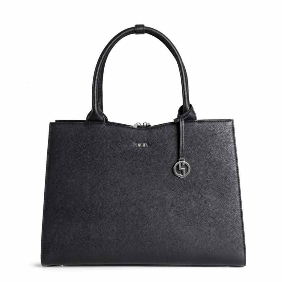 Socha Straight Line Business bag Black, laptoptas 15 voor dames Zwart