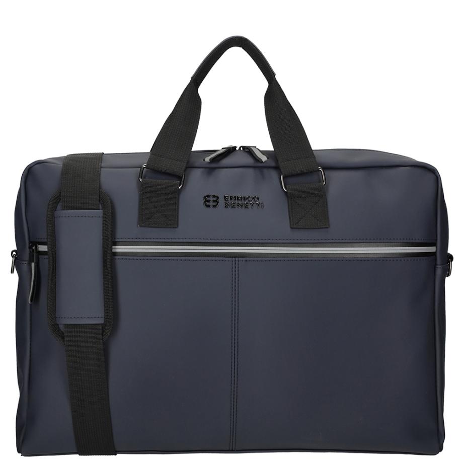 Enrico Benetti Bergen PU Laptop Schoudertas 17 Navy Blauw