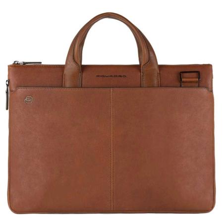 Piquadro Black Square Small Expandable Computer Bag 15.6 tobacco