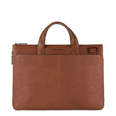 Piquadro Black Square Small Expandable Computer Bag 15.6 tobacco