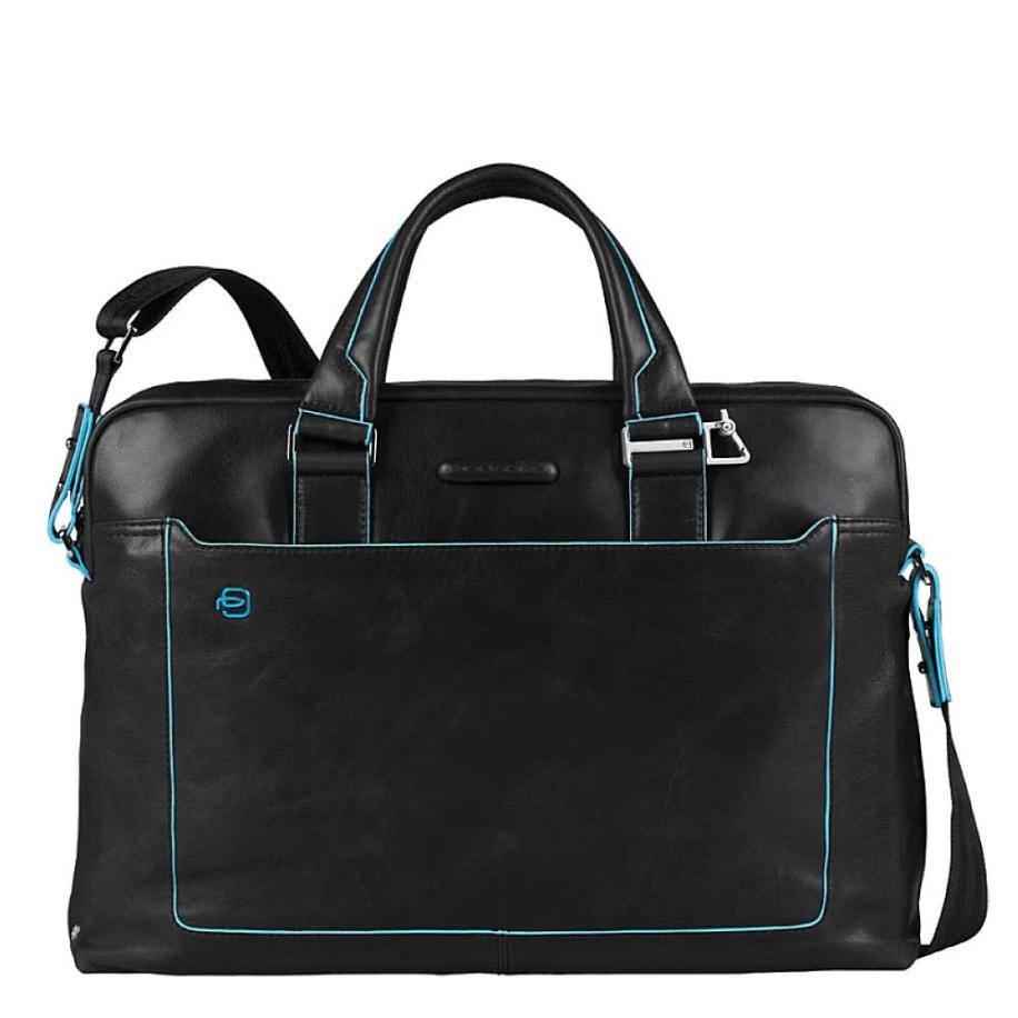 Piquadro Blue Square Computer Portfolio Briefcase 15&apos;&apos; black Zwart