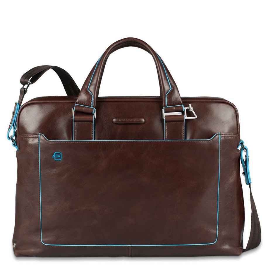 Piquadro Blue Square Computer Portfolio Briefcase 15&apos;&apos; mahogany Bruin