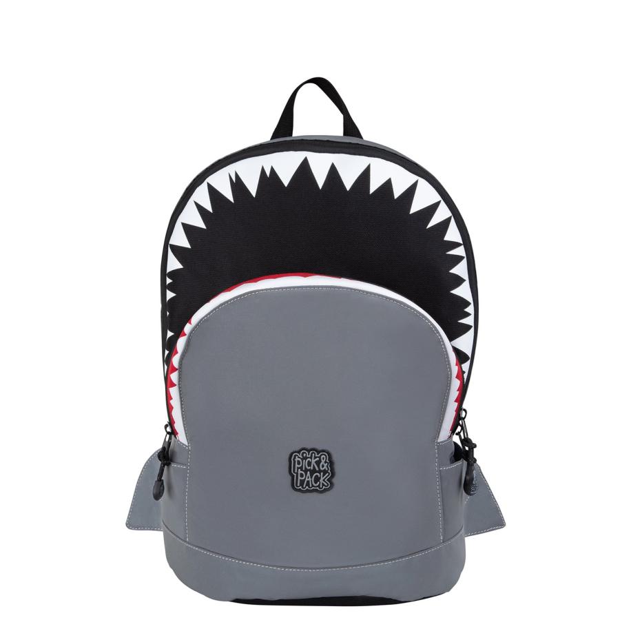 Pick & Pack Shark Shape Backpack M visible grey Grijs