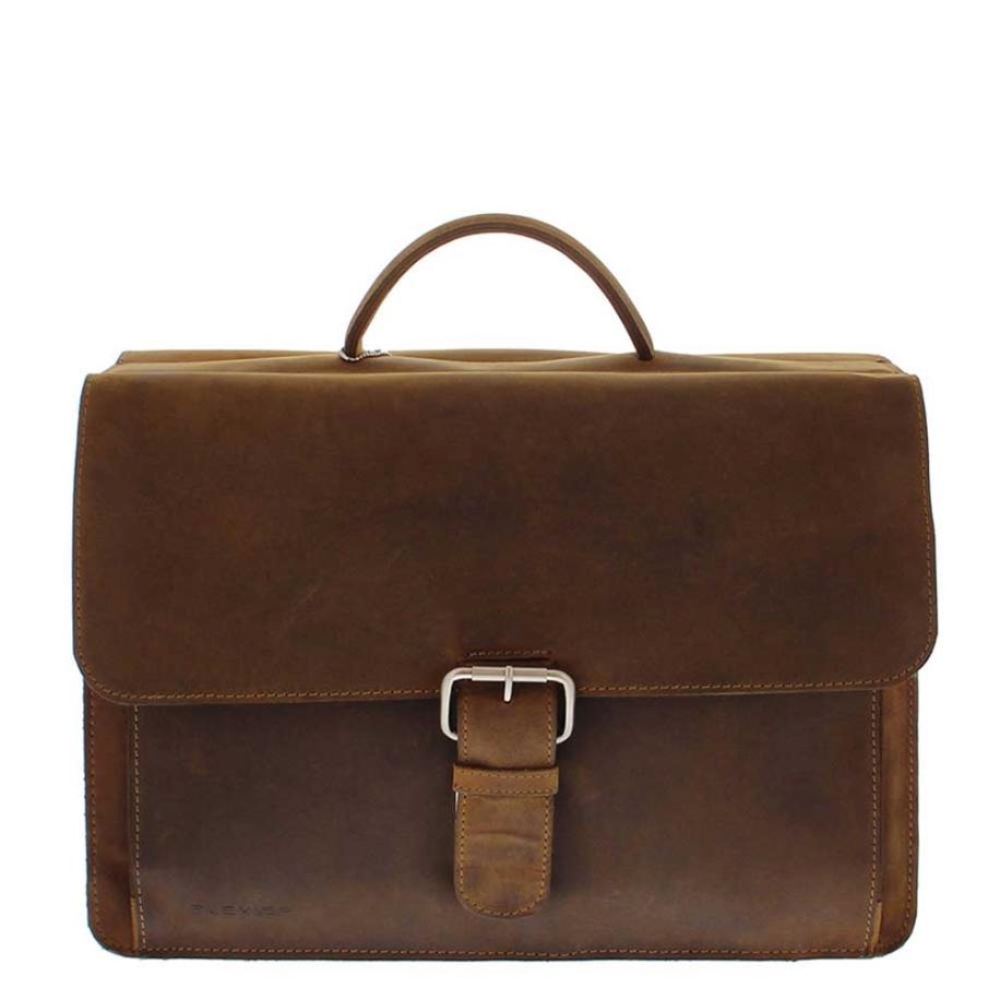 Plevier Retro Newton Laptoptas Vintage 3-Vaks 15.6 Brown Bruin