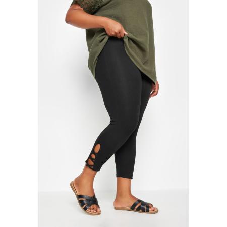 Yours Cropped Legging Met Uitsnijding Met Strikbandjes In Zwart Size 56