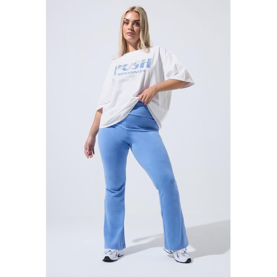 Limited Collection Blauwe Fold Over Kick Flare Leggings Size 50-52 Blauw