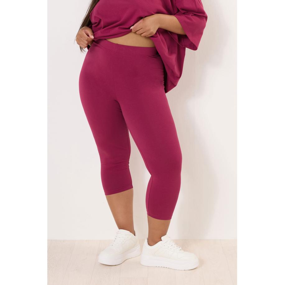 Yours Cropped Legging Van Katoenmix In Bessenrood Size 58-60 Rood