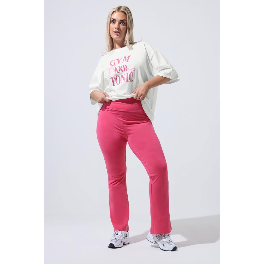 Limited Collection Hot Pink Flared Leggings Met Omgeslagen Taille Size 54-56 Roze