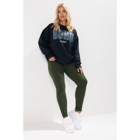 Yours Curve Khaki Groene Geribbelde Legging Size 58-60