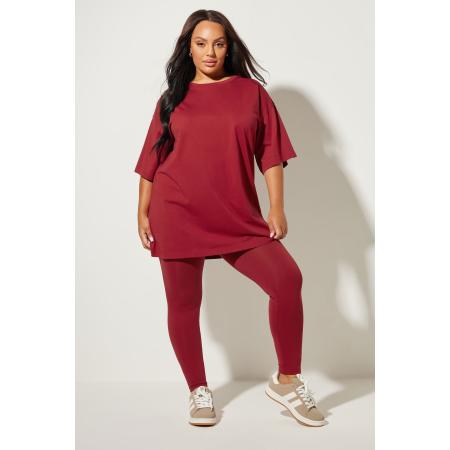 Yours Curve Berry Red Leggings Size 50