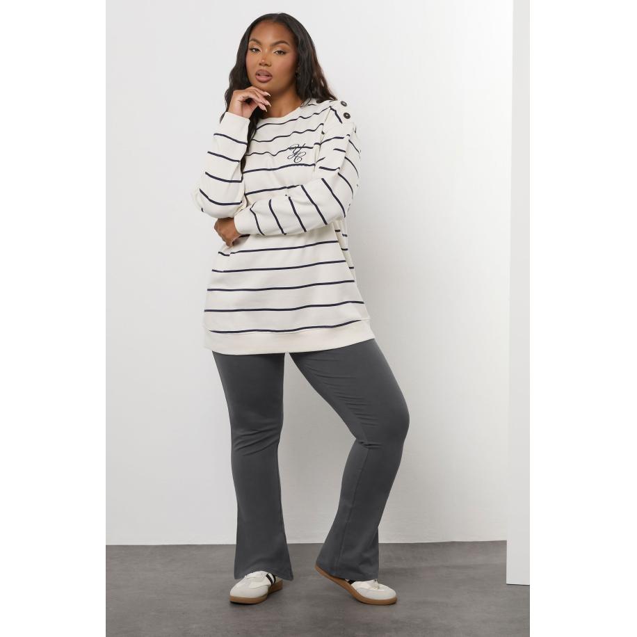 Yours Curve Grijze Uitlopende Legging Size 58-60 Grijs