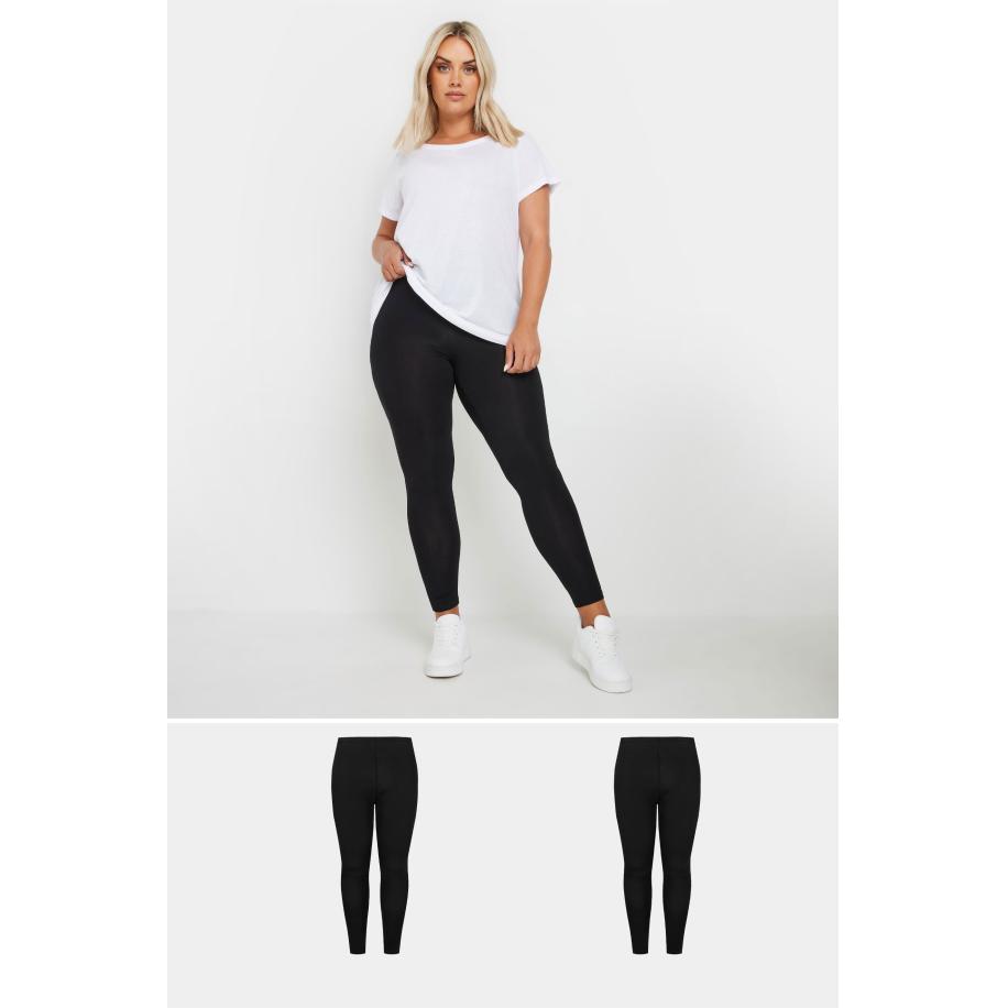 Yours 2 Paar Zachte Leggings Van Viscose In Zwartsize Short > 62-64 Zwart