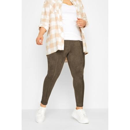 Yours Suède Legging Met Hoge Taille In Bruinsize Regular > 58-60