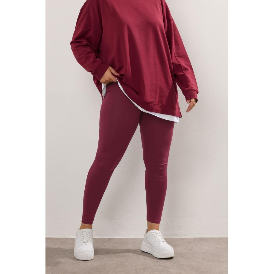 Yours Legging Van Katoenmix In Wijnrood Size 58-60 Rood