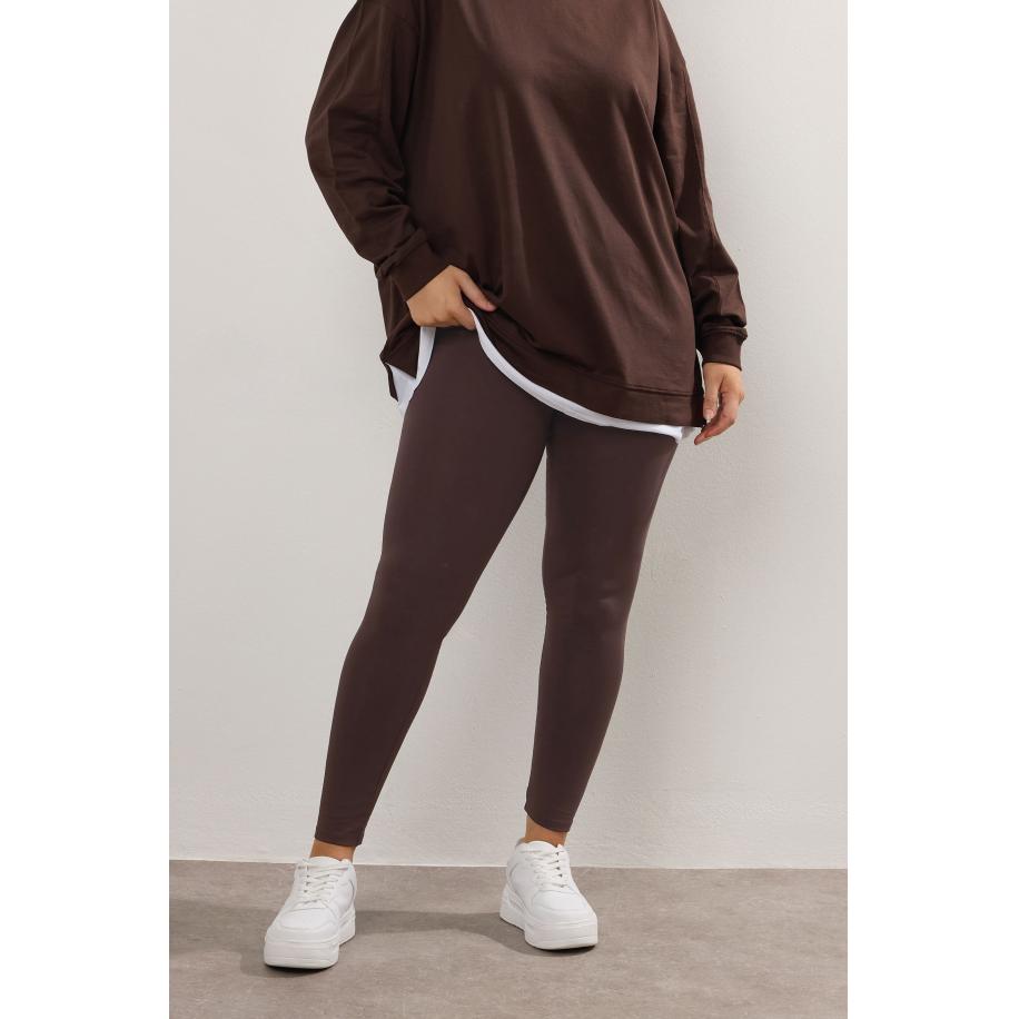 Yours Legging Van Katoenmix In Chocoladebruin Size 58-60 Bruin