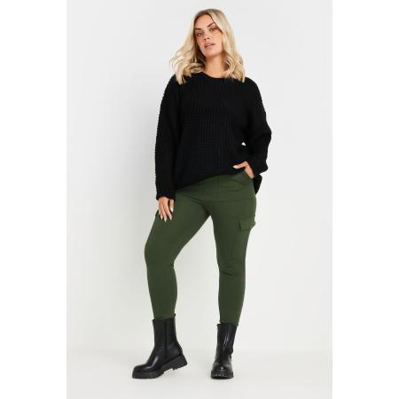 Yours Legging Met Toelopende Pijpen En Cargozakken In Kakigroen Size 42