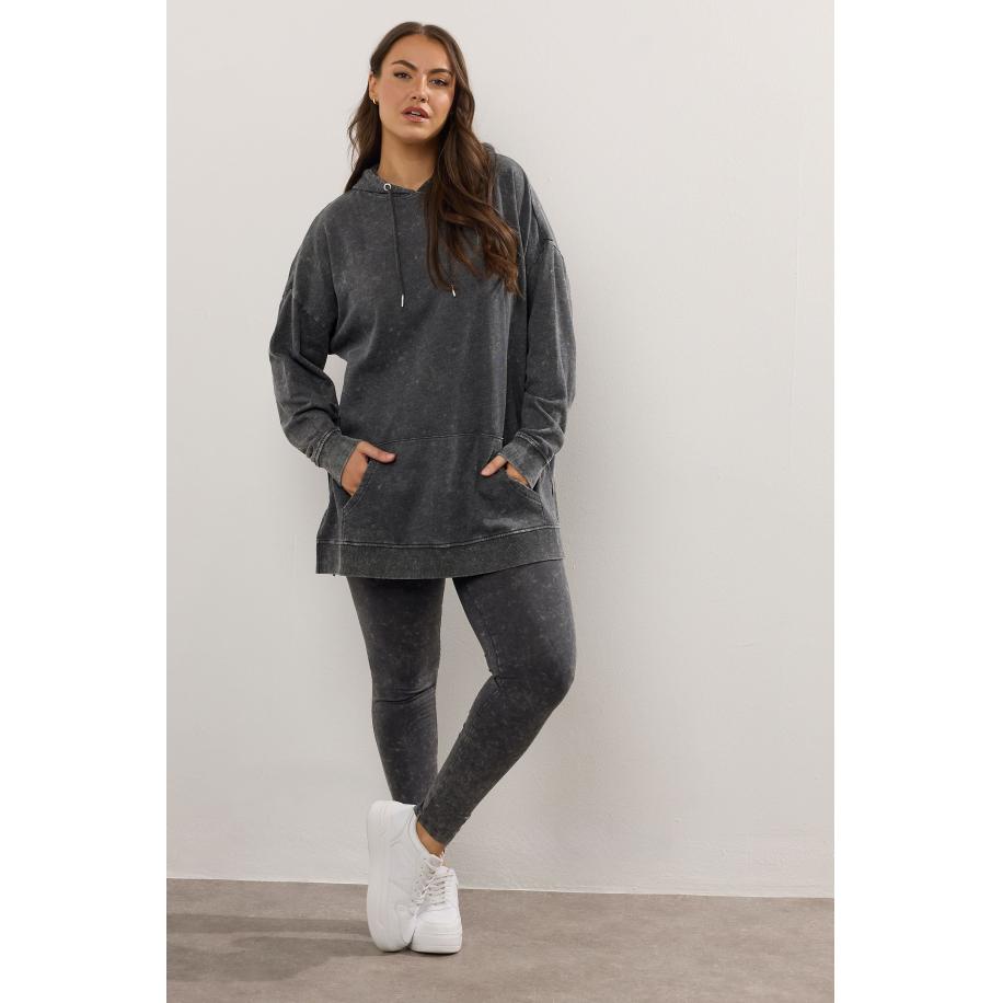 Yours Curve Grijze Acid Wash Legging Size 62-64 Grijs