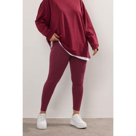 Yours Legging Van Katoenmix In Wijnrood Size 58-60