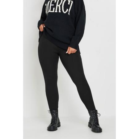 Yours Geribbelde Legging In Zwart Size 56