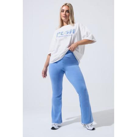 Limited Collection Plus Size Blue Fold Over Kick Flare Leggings Size 58-60