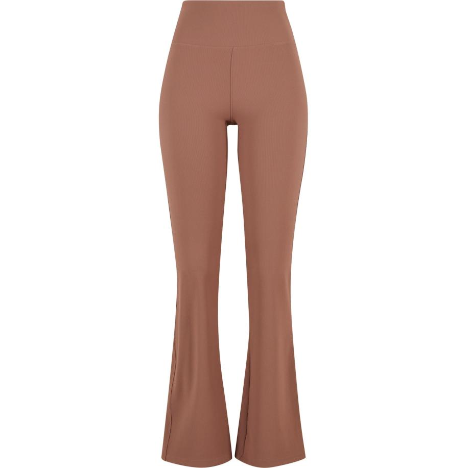 Urban Classics Urban Classics Leggings Ladies Flared Leggings Rib lichtbruin -