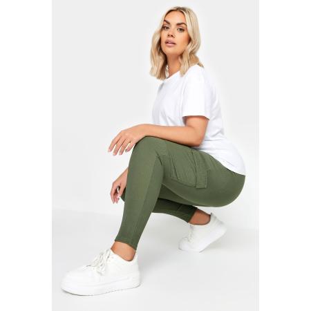 Yours Legging Met Cargozakken In Kakigroen Size 48