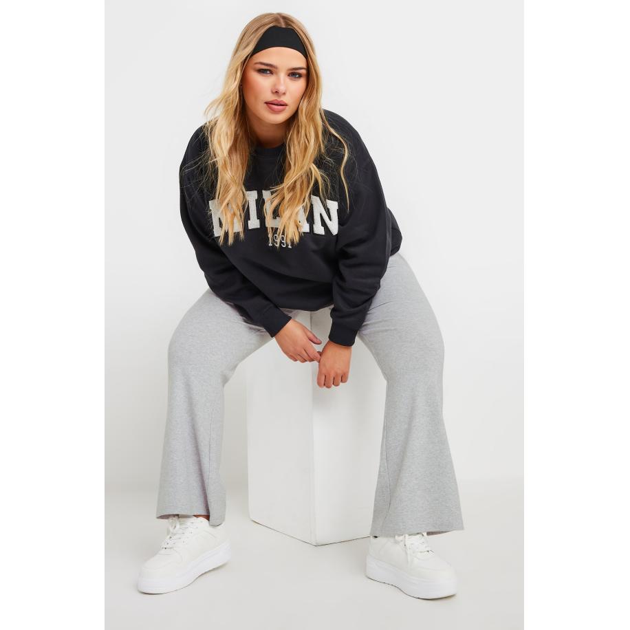 Yours Flared Yogabroek Van Katoenmix In Grijs Size 58-60 Grijs