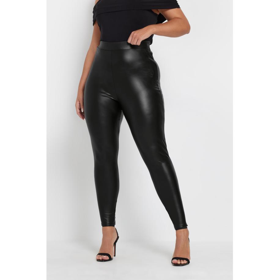 Yours Stretch Legging Met Coating In Zwart Size 42 Zwart