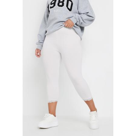 Yours For Good Witte Katoenen Driekwart Legging Met Sierkantsize 42