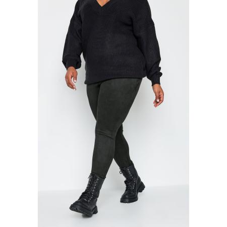 Yours Suède Legging Met Hoge Taille In Zwartsize Regular > 62-64