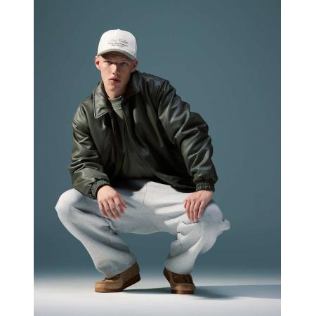 ASOS DESIGN - Oversized gewatteerd Harrington jack van imitatieleer in kaki-Groen